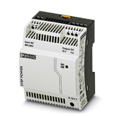 Phoenix Contact Switching Power Supply; STEP-PS/ 1AC/15DC/4; 15VDC OUT; 4A; 85-264VAC / 95-250VDC IN; Single Phase; DIN Rail Mount; Plastic